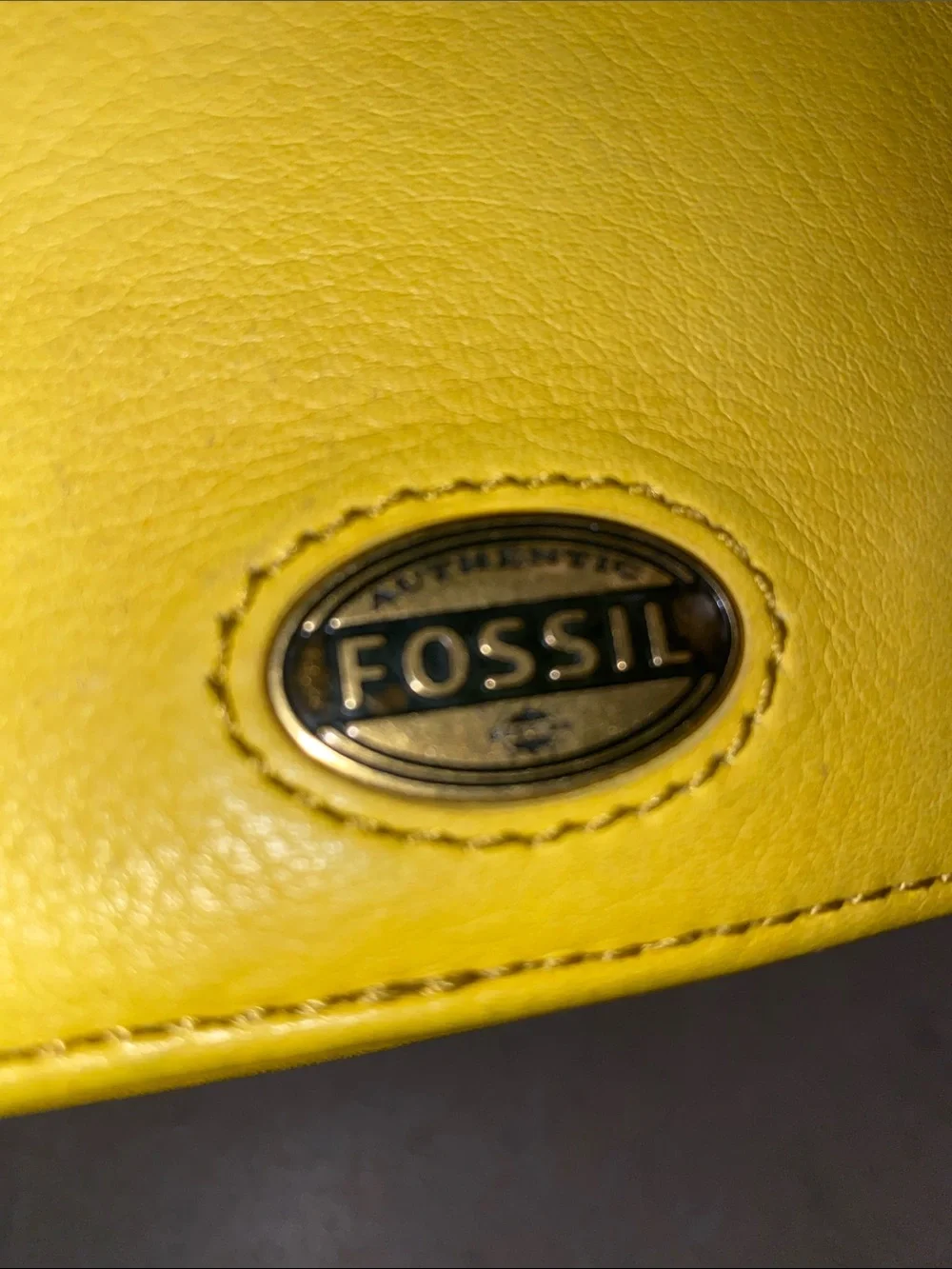 Fossil Bright Yellow Emory Leather Zip Pouch Wallet
